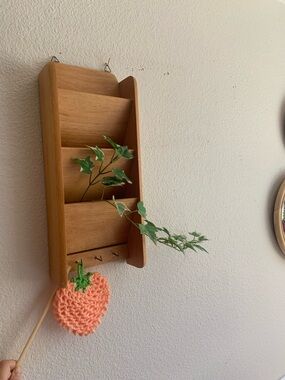 Wooden Wall Mail Organizer Shelf Vintage